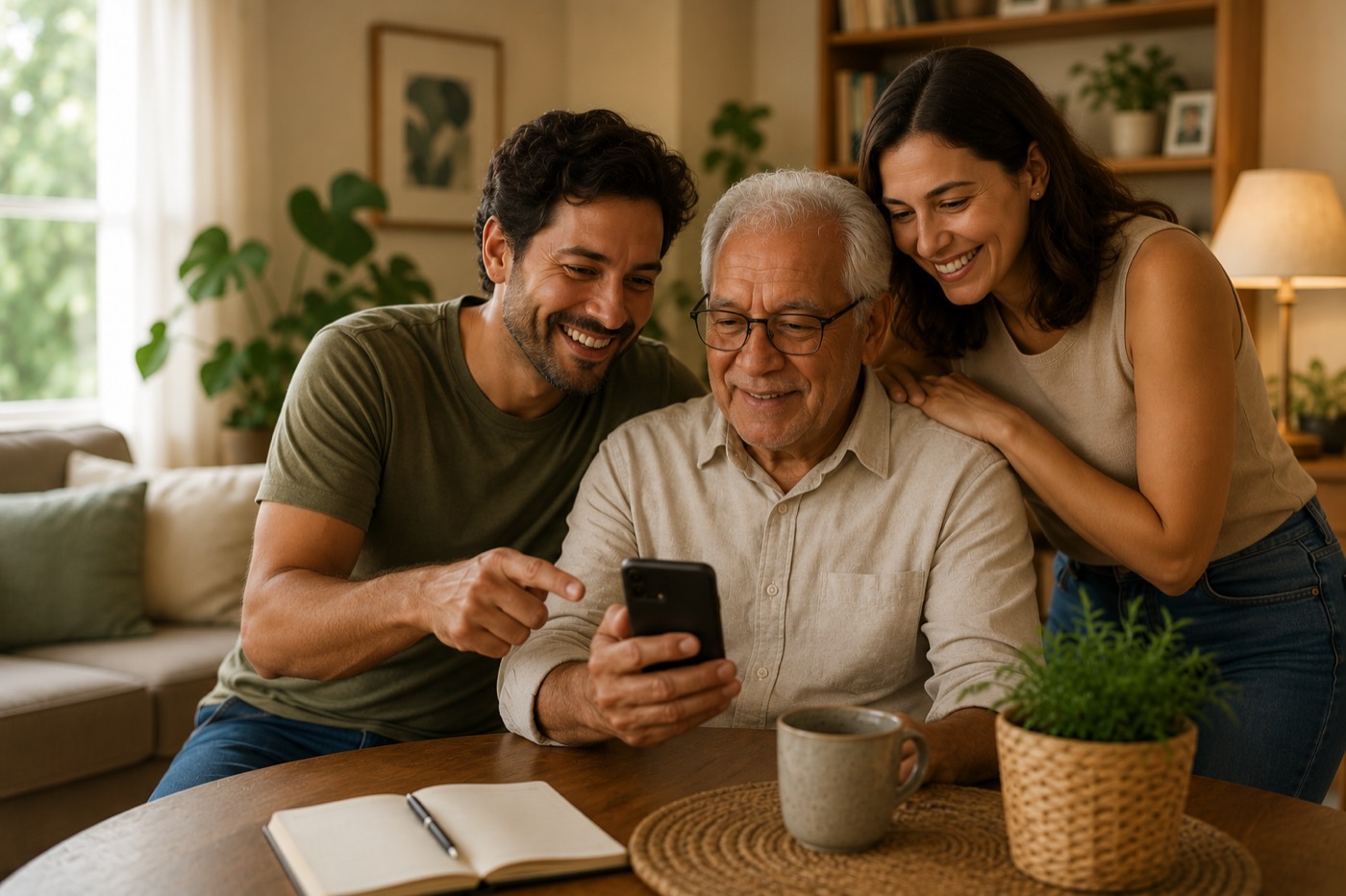 Família cuidando